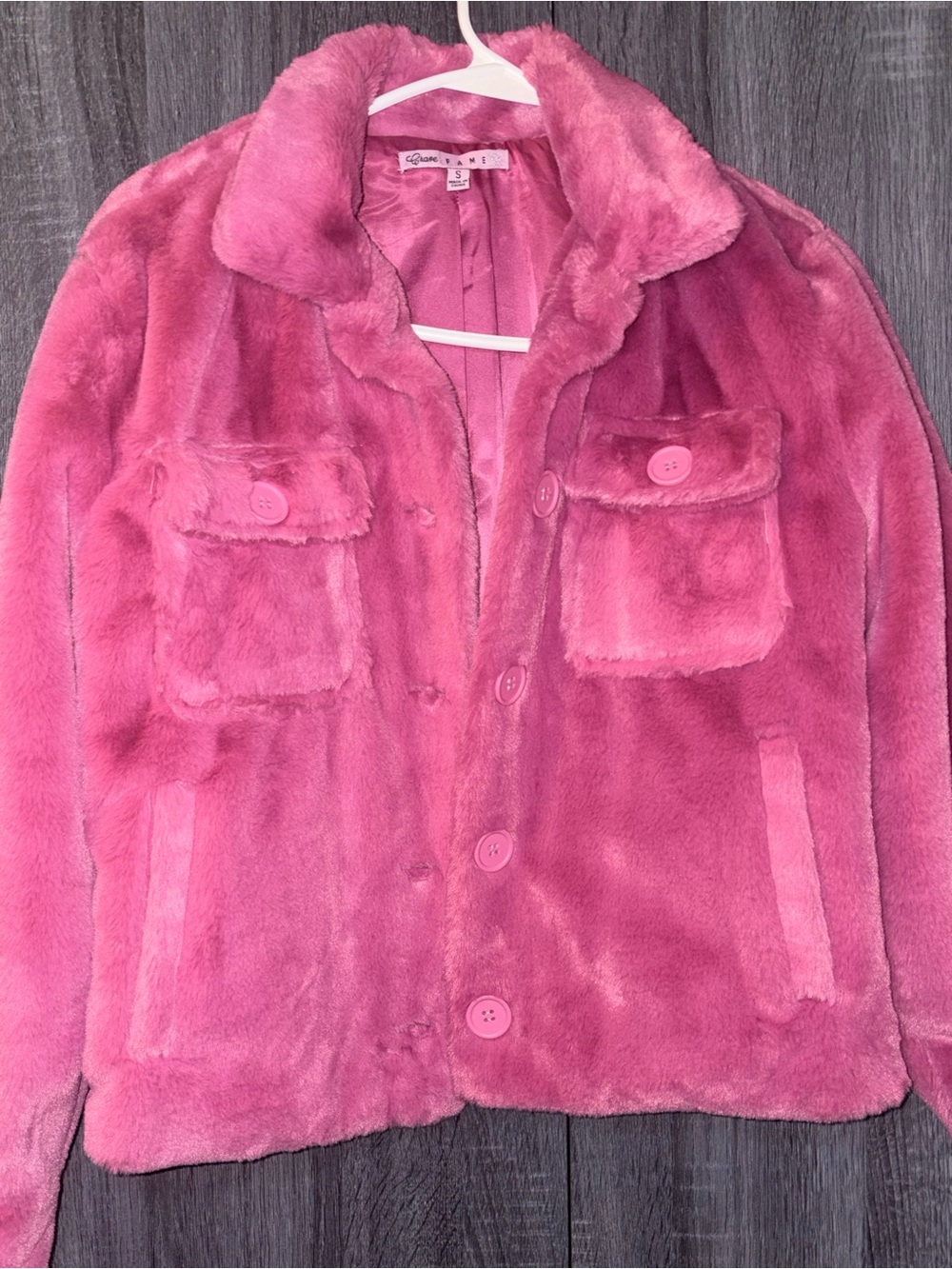 Crave Fame Pink Plush Faux-Fur Jacket - Picture 3 of 4